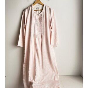 Oscar De la Renta Pink White Nightgown Long Sleeve M